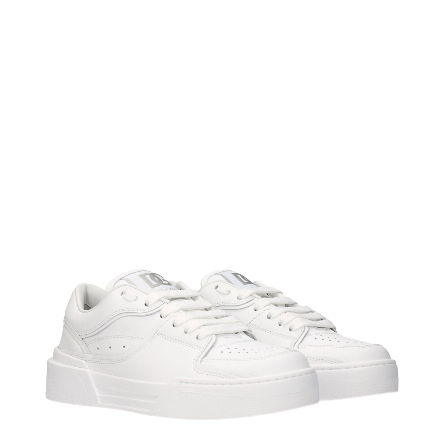 Dolce & Gabbana White Leather Low Top Sneakers