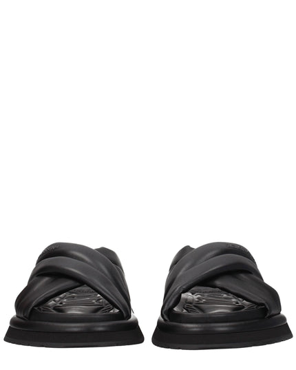 Dolce & Gabbana Black Leather Slippers Sandals