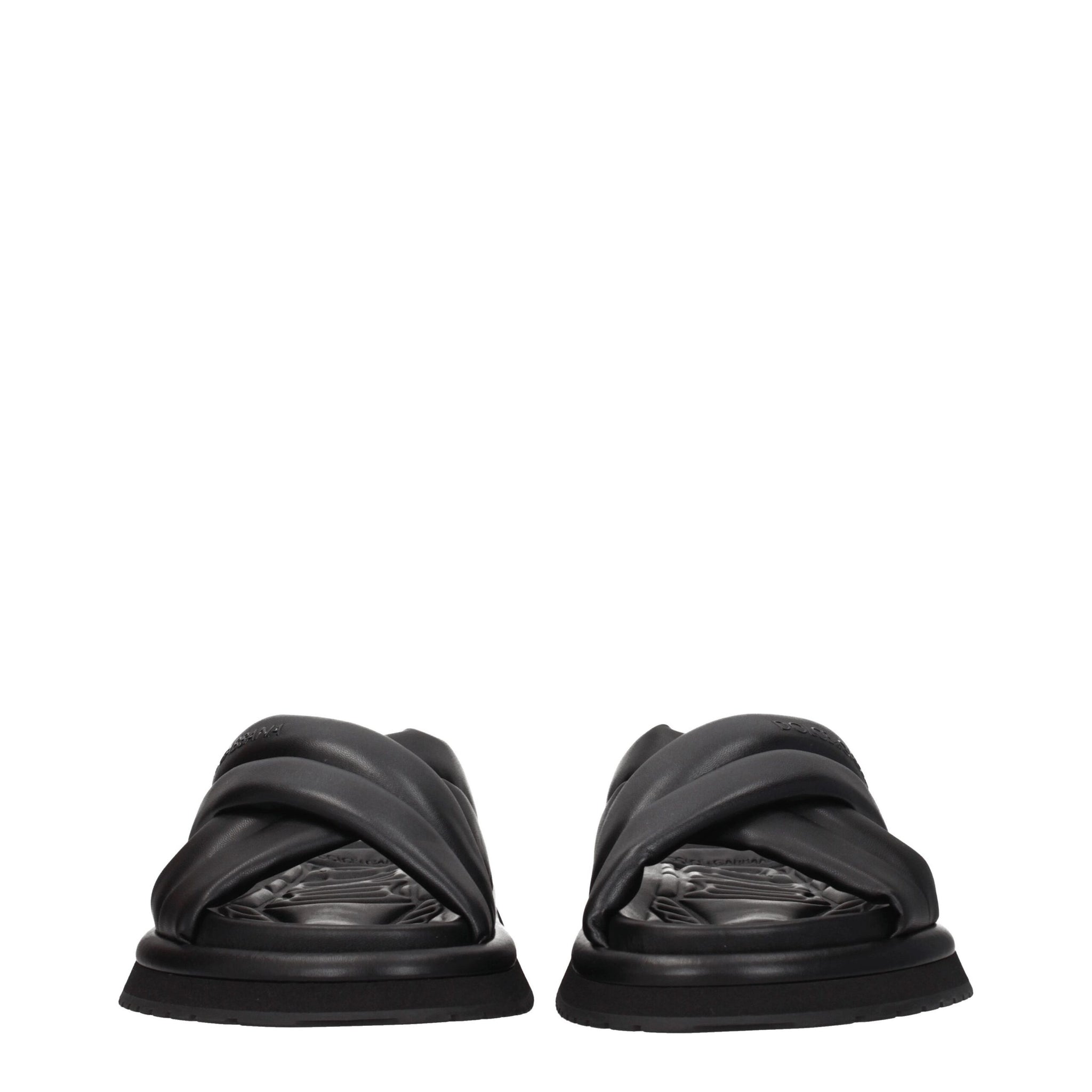 Dolce & Gabbana Black Leather Slippers