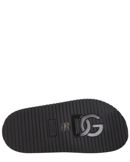 Dolce & Gabbana Black Leather Slippers Sandals