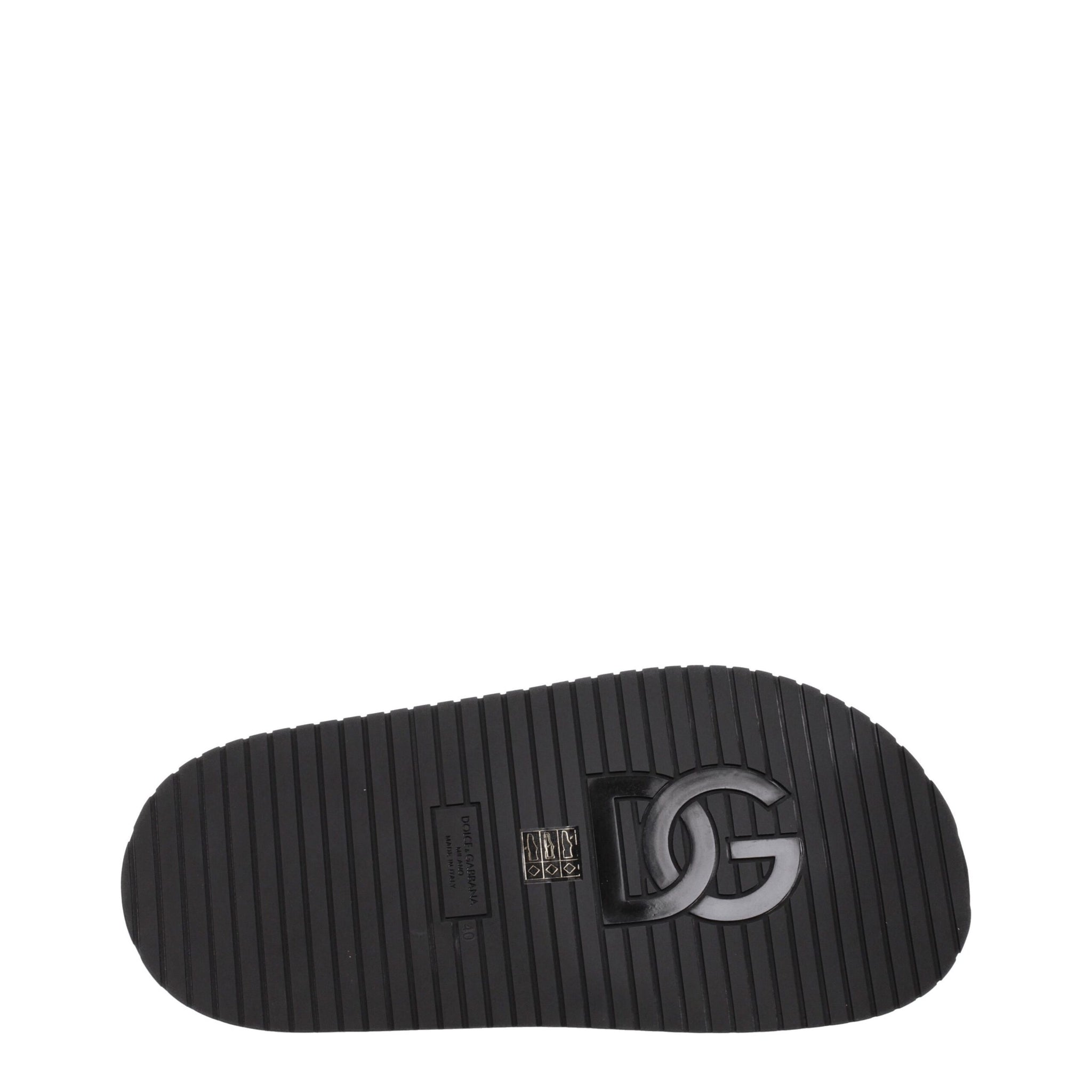 Dolce & Gabbana Black Leather Slippers