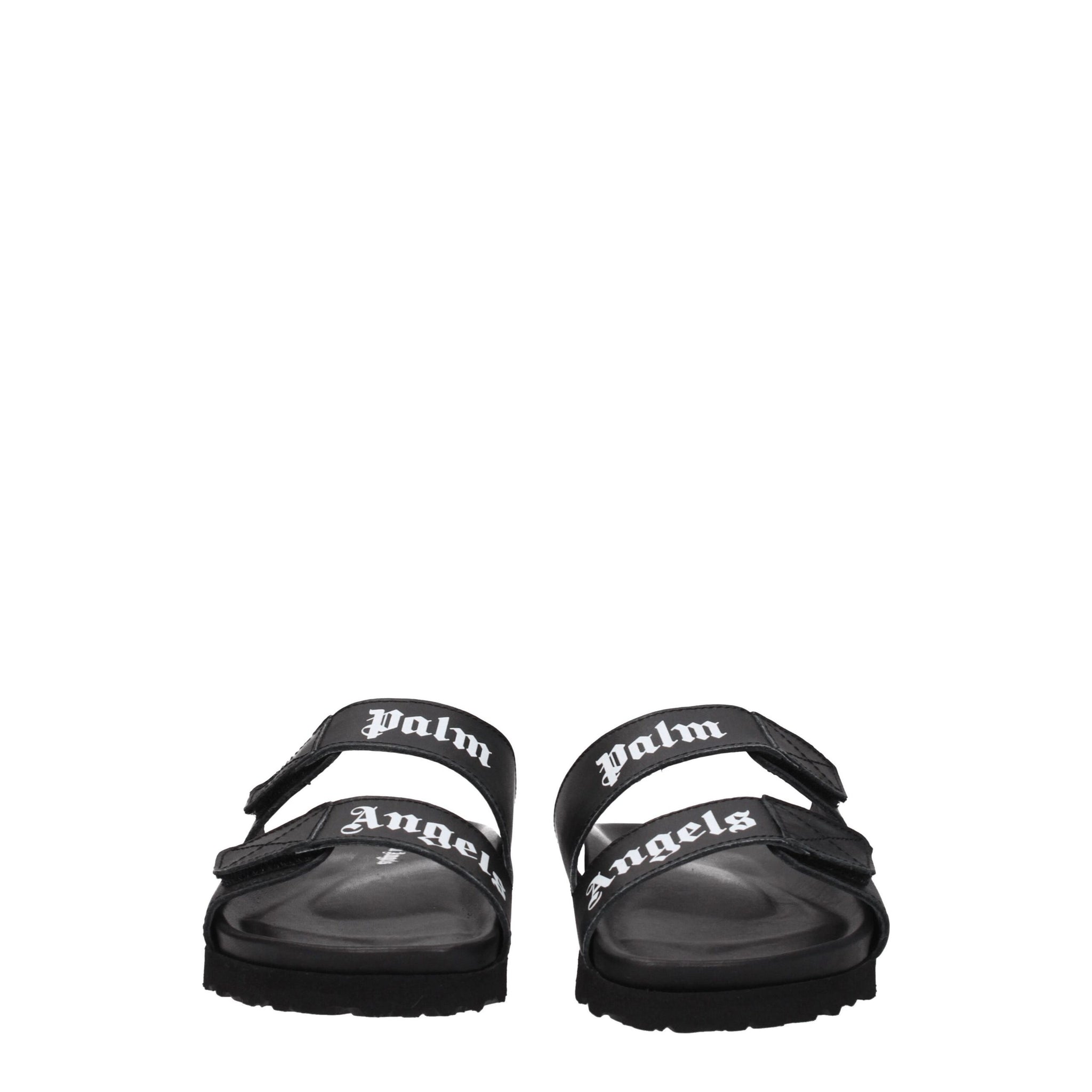 Palm Angels Black Leather Flat Sandals