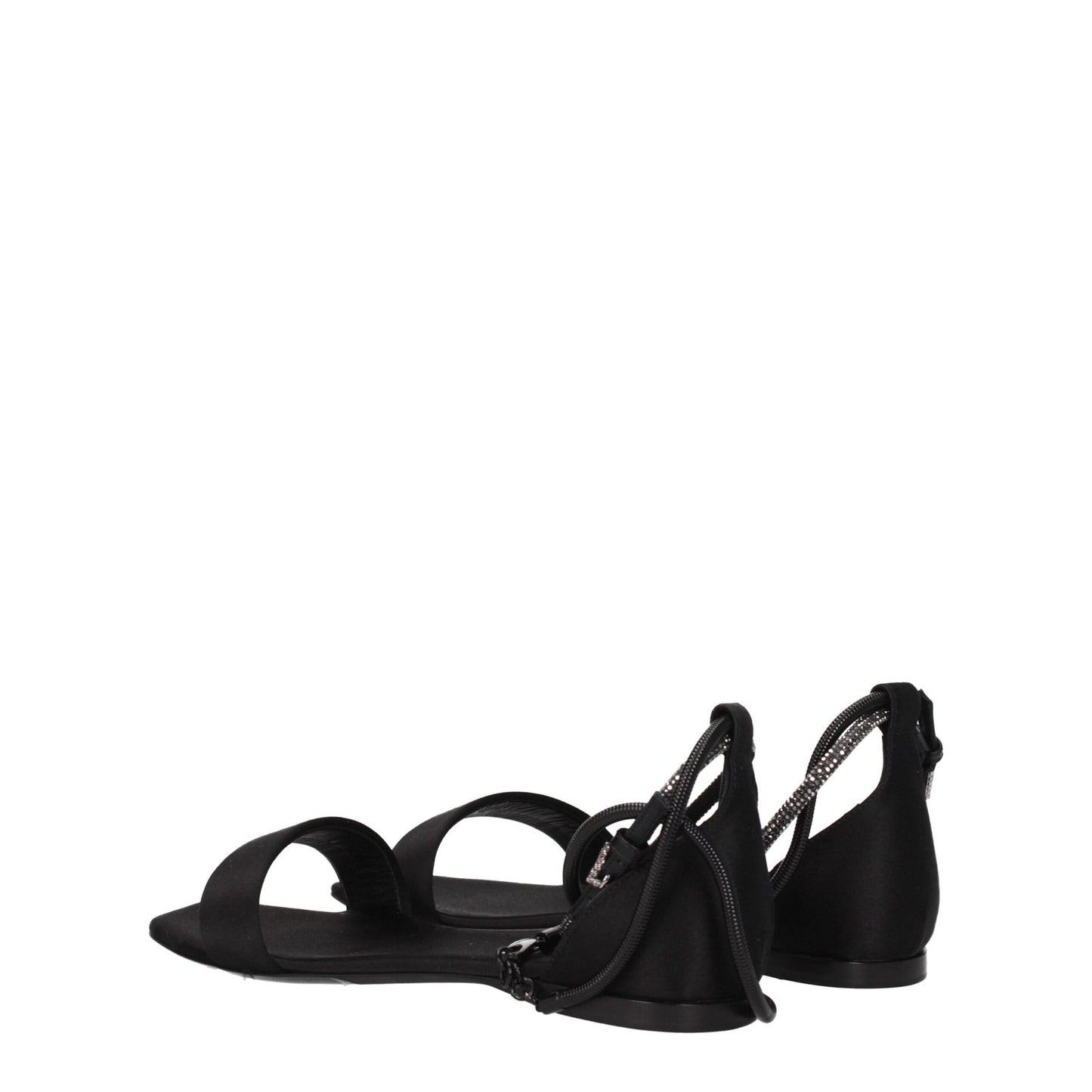 Max Mara Black Satin Flat Sandals