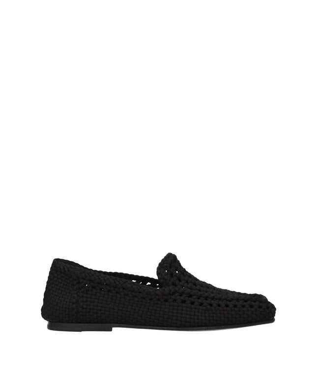 Dolce & Gabbana Black Fabric Slip-On Loafers