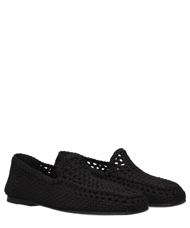 Dolce & Gabbana Black Fabric Slip-On Loafers