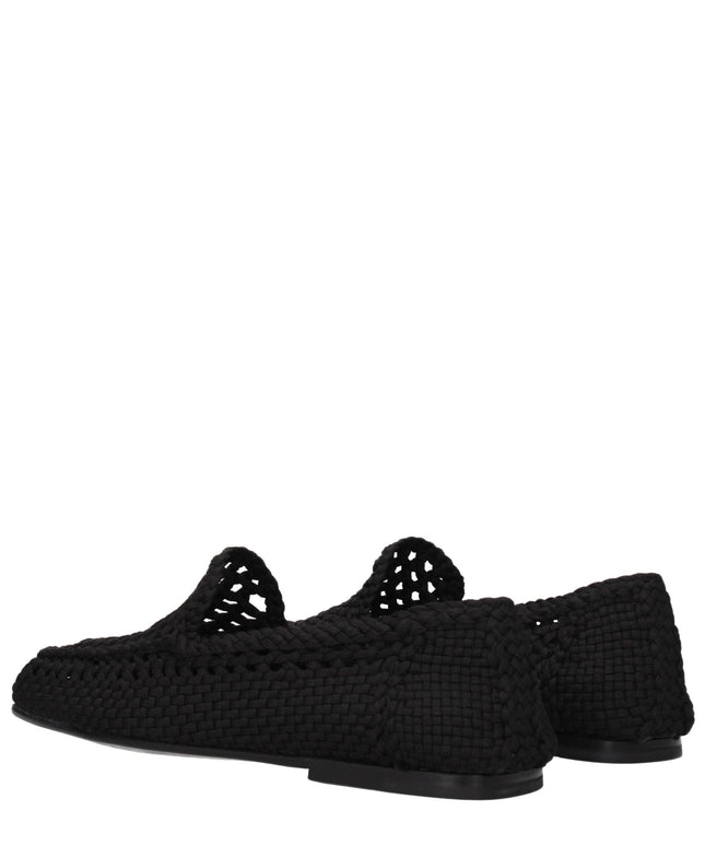 Dolce & Gabbana Black Fabric Slip-On Loafers