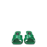 Dolce & Gabbana Green Leather Flat Sandals