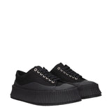 Jil Sander Black Fabric Chunky Sneakers