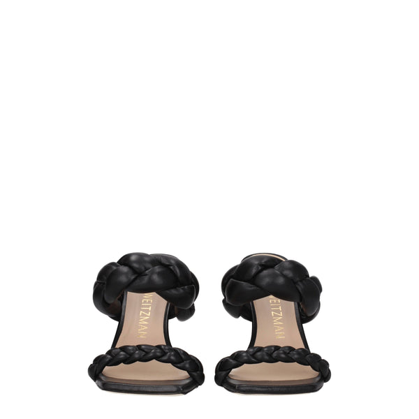 Stuart Weitzman Black Leather Stiletto Heels Sandals