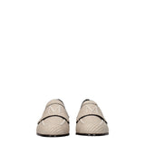 Max Mara Beige Fabric Slip-On Loafers