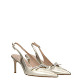 Stuart Weitzman Gold Leather Stiletto Heels Sandals