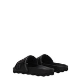 Off-White Black Leather Slippers