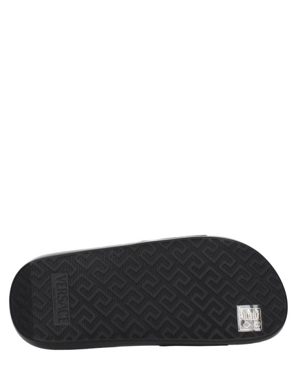 Versace Black Leather Slippers Sandals