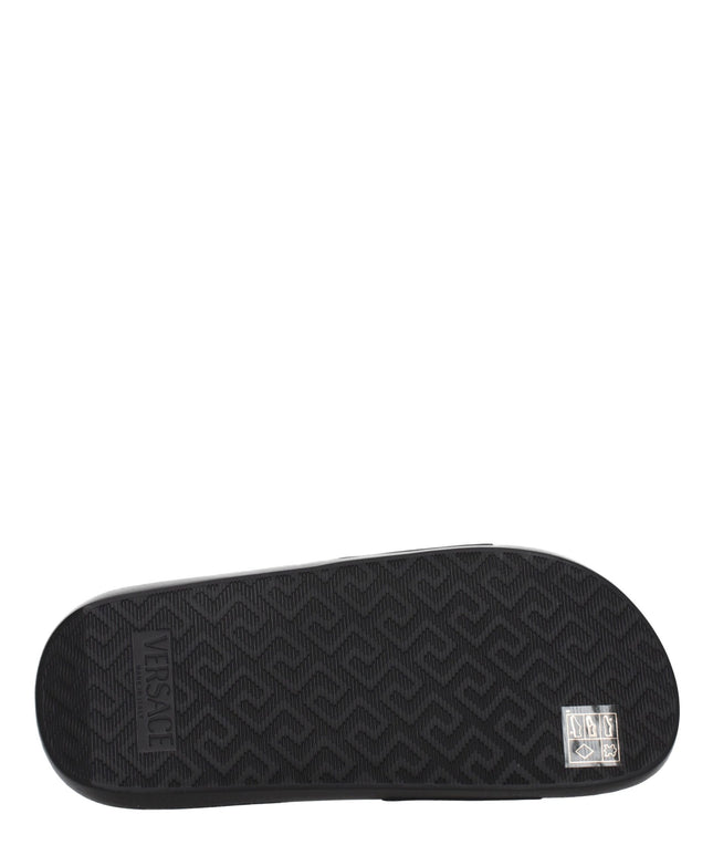 Versace Black Leather Slippers Sandals