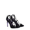 The Attico Black Fabric Stiletto Heels Sandals