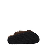 Palm Angels Brown Leather Slippers