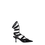 Valentino Garavani Black Leather Stiletto Heel Sandals