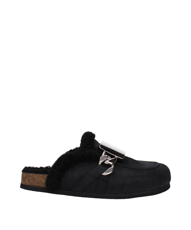 Jw Anderson Black Leather Slippers Sandals