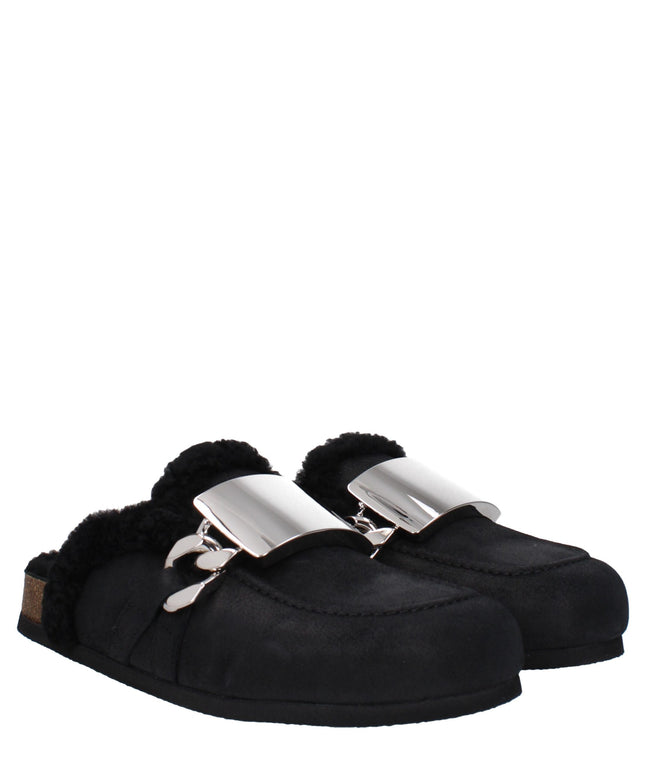 Jw Anderson Black Leather Slippers Sandals