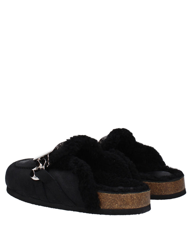 Jw Anderson Black Leather Slippers Sandals