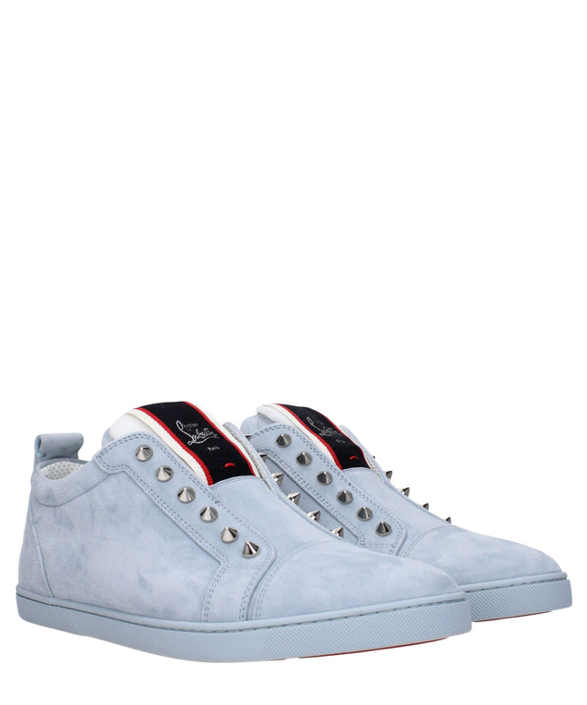 Christian Louboutin Blue Leather Slip-On Loafers