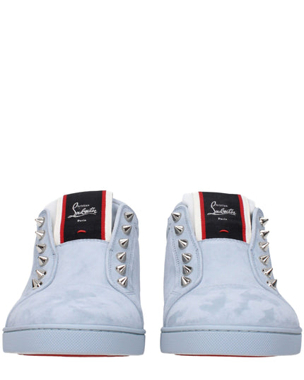 Christian Louboutin Blue Leather Slip-On Loafers
