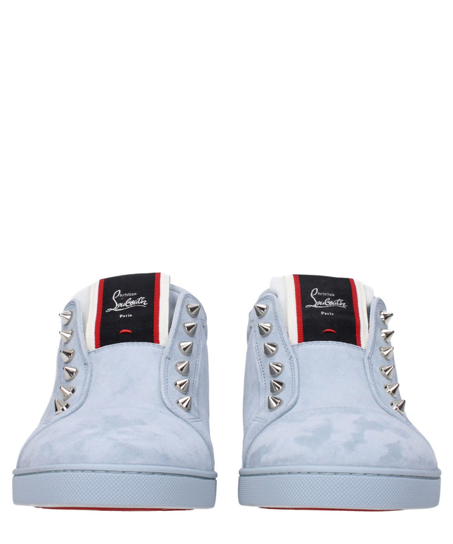Christian Louboutin Blue Leather Slip-On Loafers