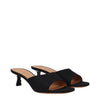 Off-White Black Linen Flat Sandals