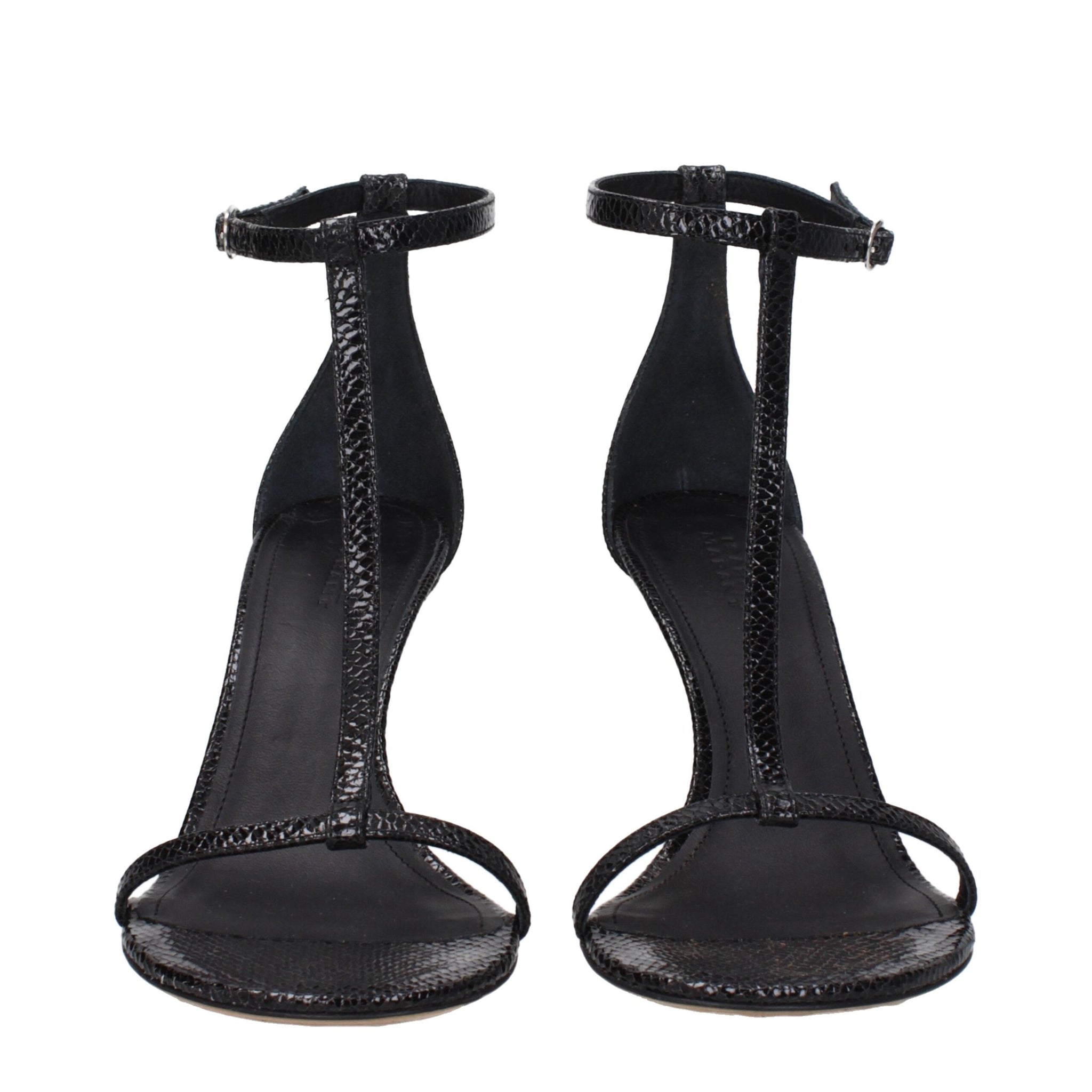 Isabel Marant Black Leather Stiletto Heel Sandals