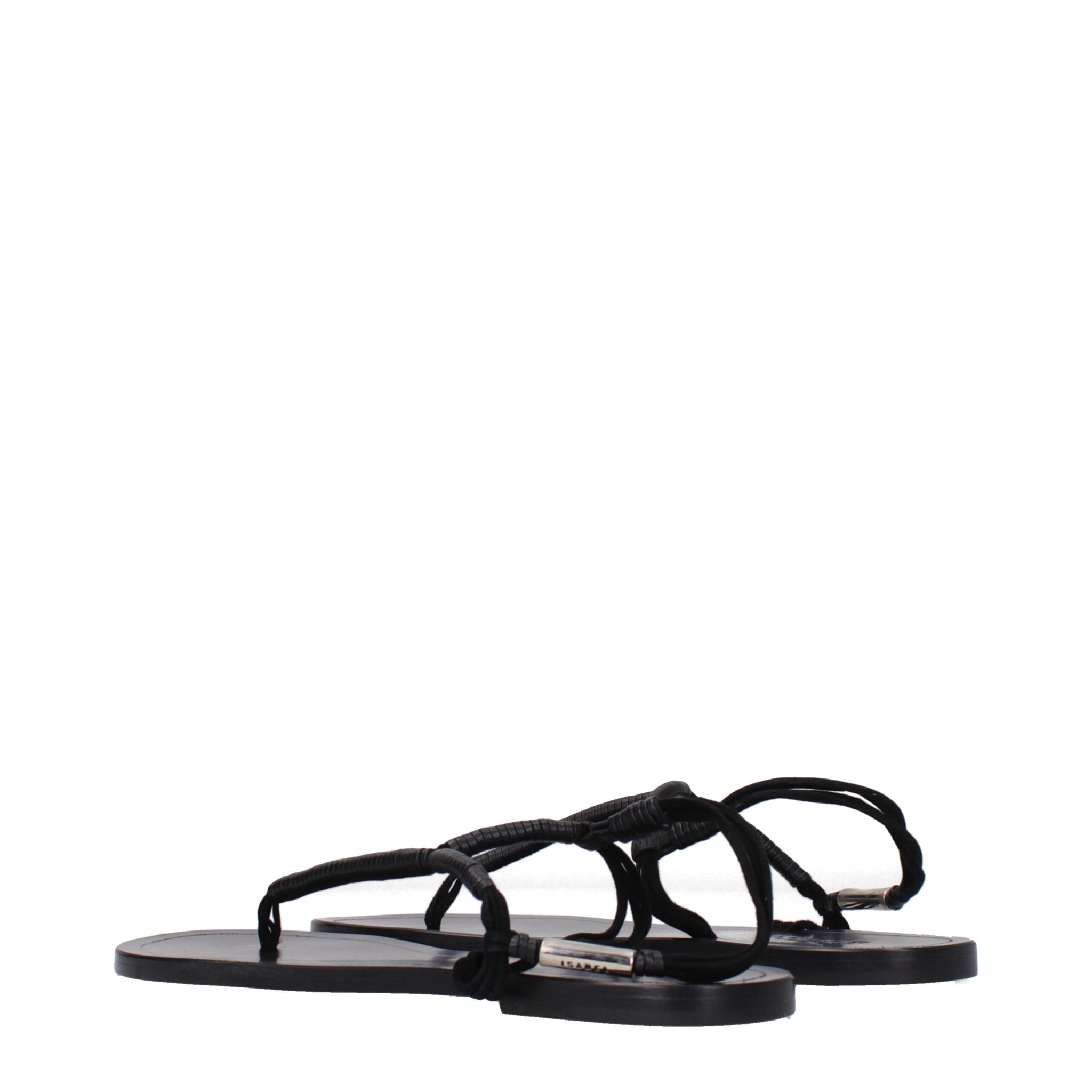 Isabel Marant Black Leather Flip-Flop Sandals