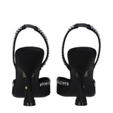 Stuart Weitzman Black Satin Stiletto Heel Sandals