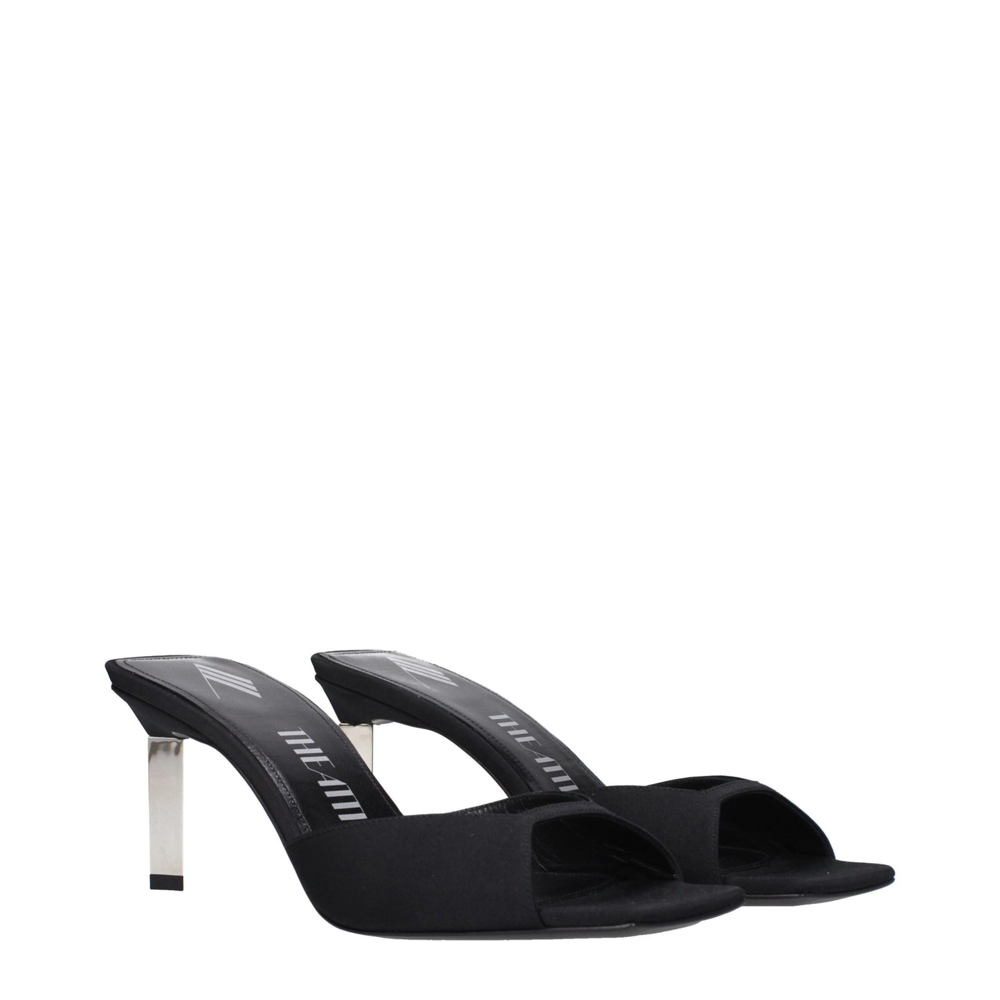 The Attico Black Satin Stiletto Heel Sandals