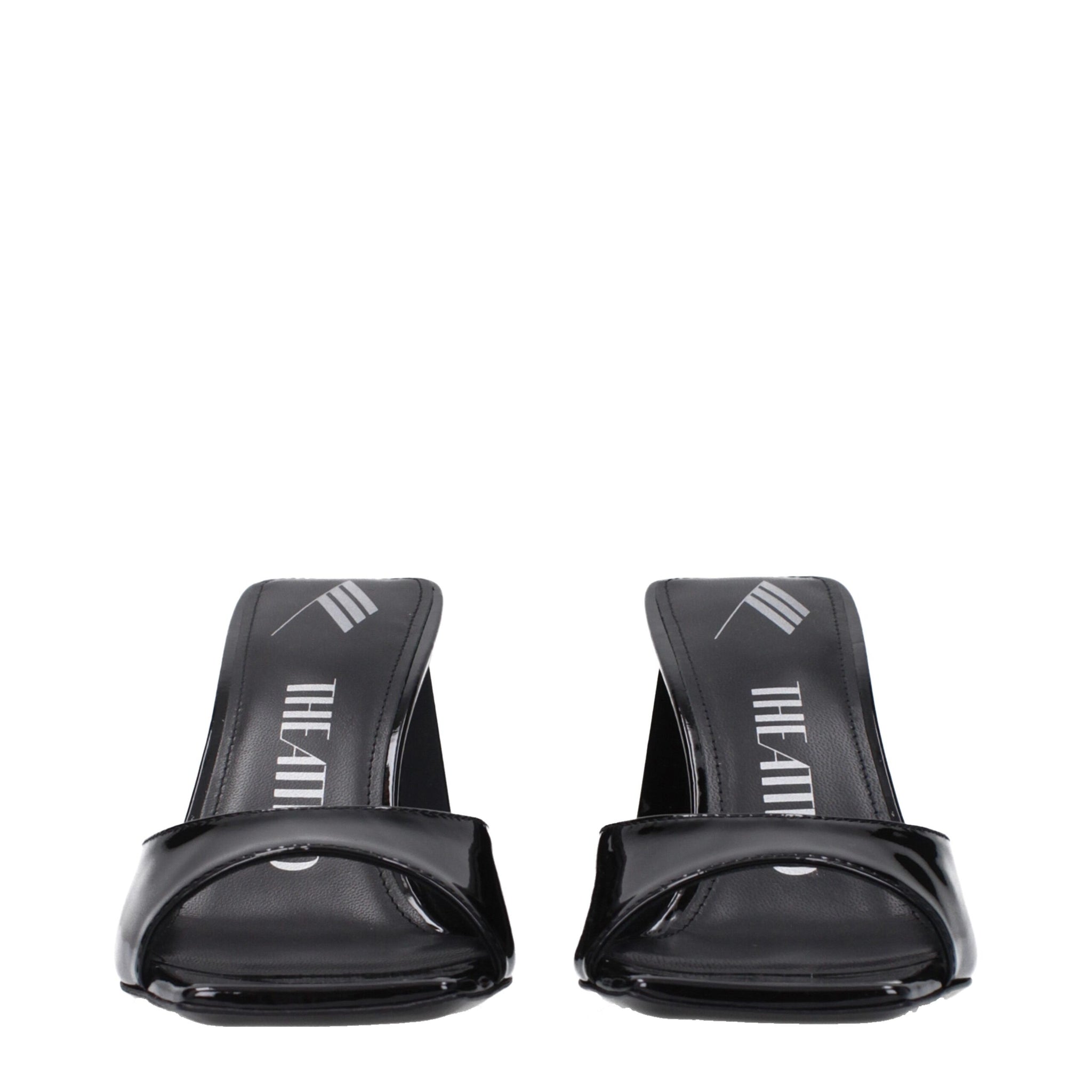 The Attico Black Leather Stiletto Heel Sandals