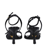 Prada Black Leather Stiletto Heels Sandals