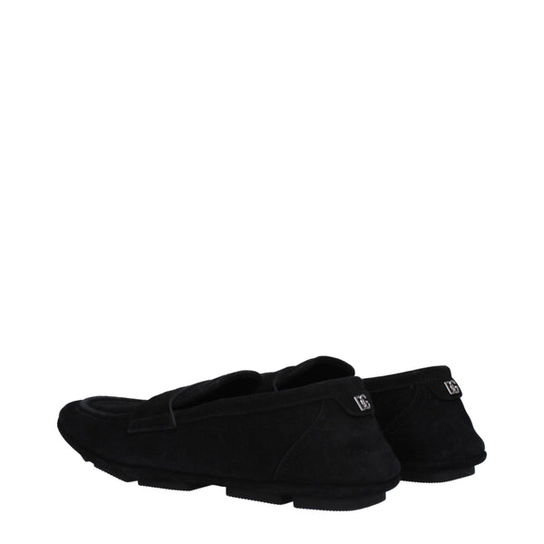 Dolce & Gabbana Black Leather Slip-On Loafers