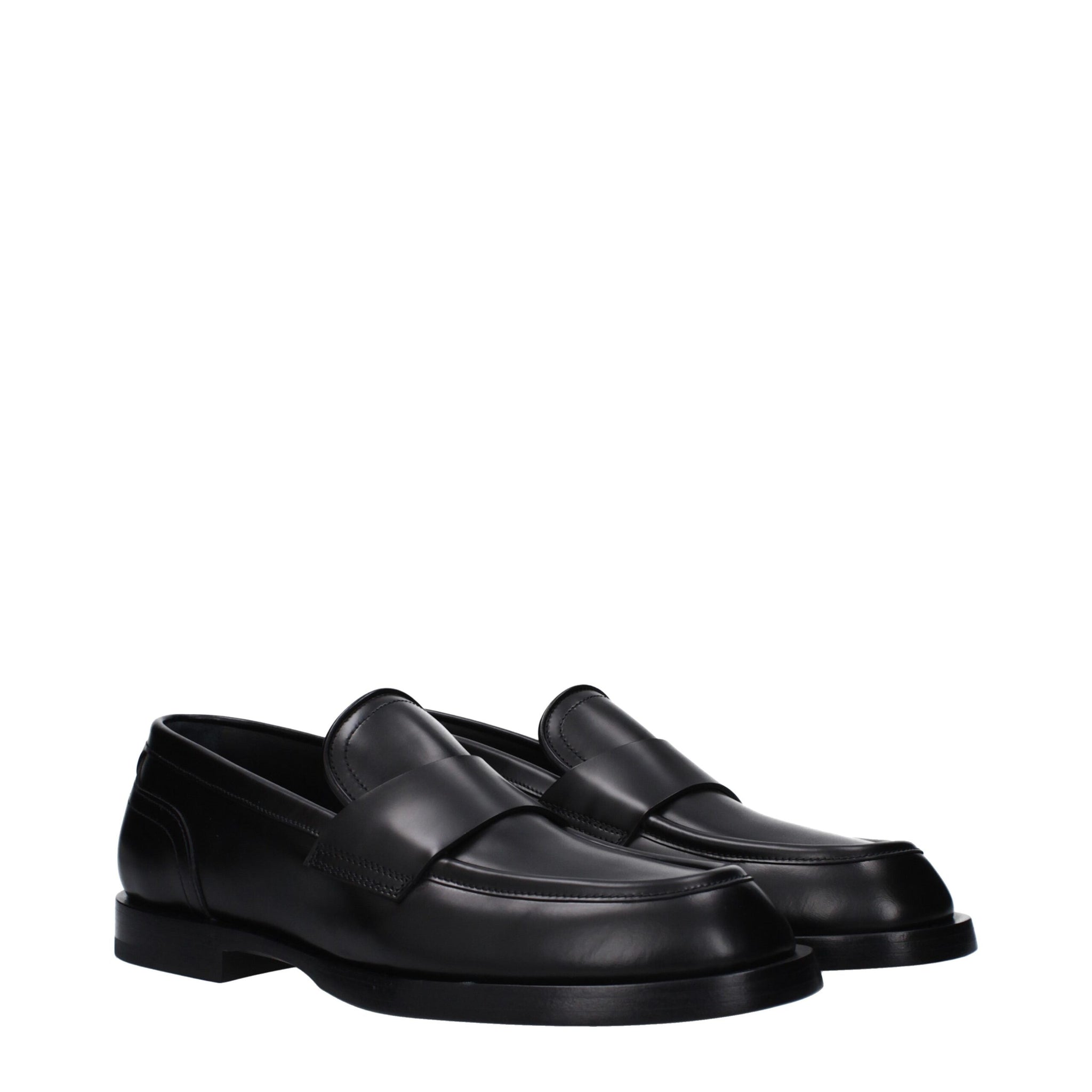 Dolce & Gabbana Black Leather Slip-On Loafers