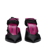 The Attico Black Leather Stiletto Heel Sandals