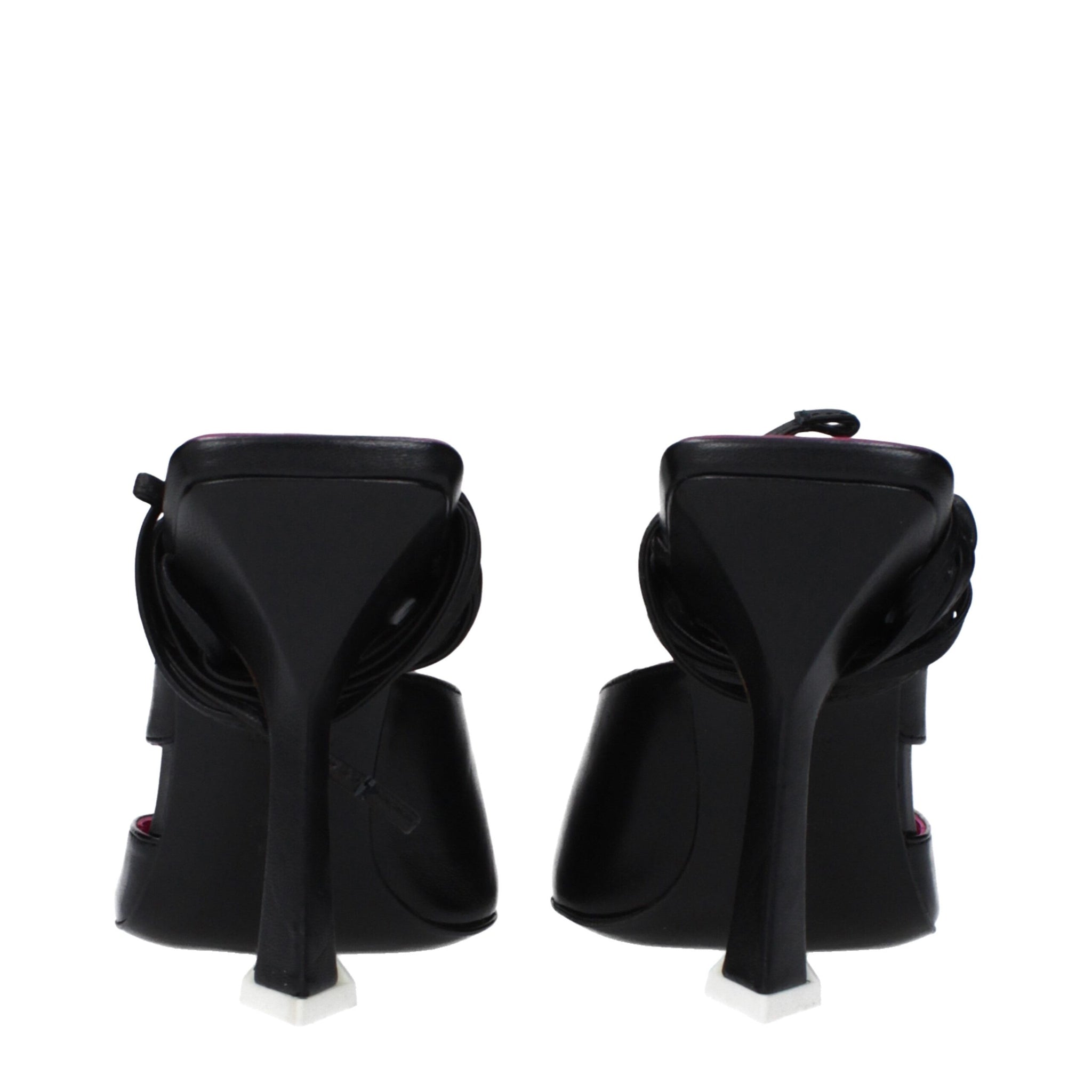 The Attico Black Leather Stiletto Heel Sandals