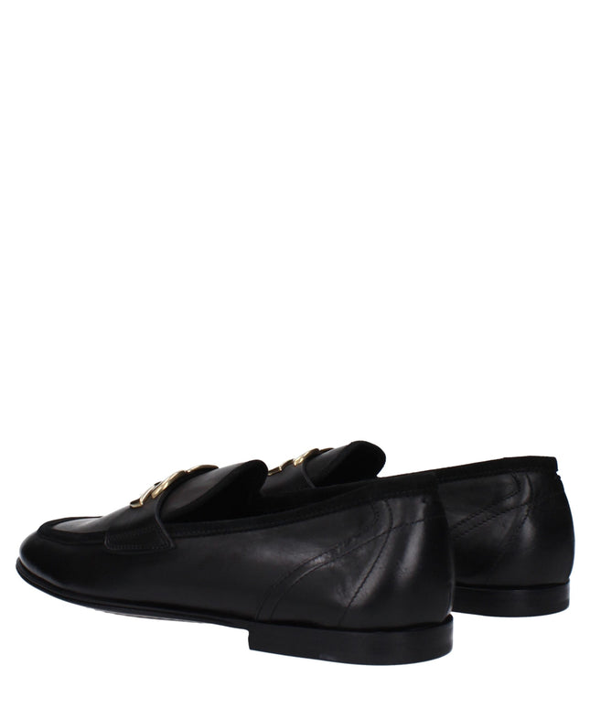 Dolce & Gabbana Black Leather Slip-On Loafers