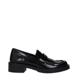 Stuart Weitzman Black Leather Slip-On Loafers
