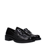 Stuart Weitzman Black Leather Slip-On Loafers