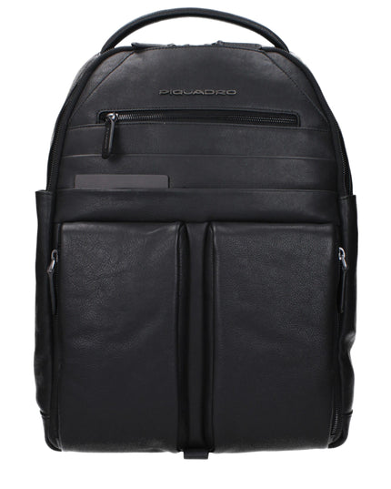 Piquadro Black Leather Backpacks