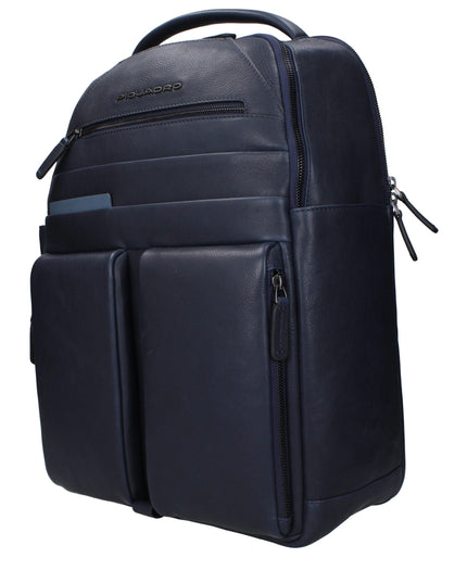 Piquadro Blue Leather Backpacks