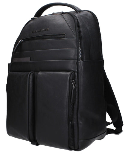 Piquadro Black Leather Backpacks
