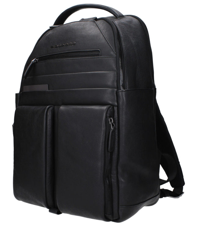Piquadro Black Leather Backpacks