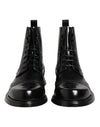 Dolce & Gabbana Black Leather Lace Up Mid Calf Boots Shoes