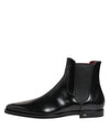 Dolce & Gabbana Black Leather MILLENIALS Mid Calf Boots Shoes