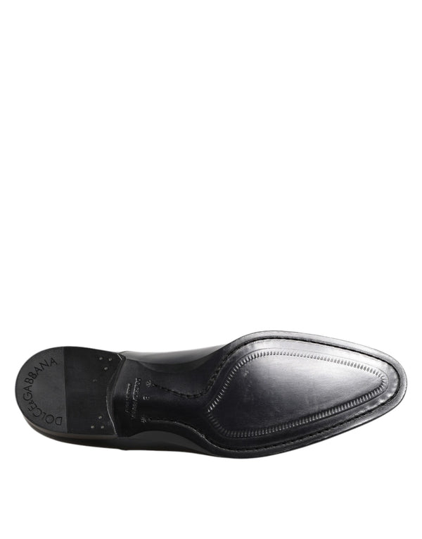 Dolce & Gabbana Navy Blue Leather Lace Up Derby Formal Shoes