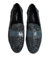 Dolce & Gabbana Blue Woven Raffia Slip On Loafers Shoes