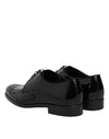Dolce & Gabbana Black Leather Lace Up Men Derby Formal Shoes
